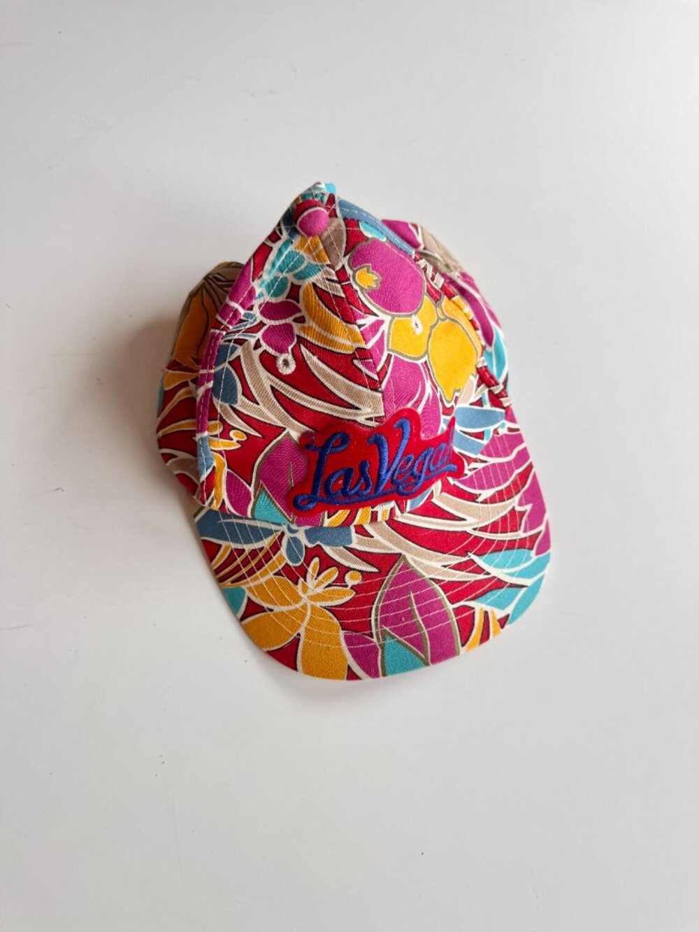 Vintage HEADWEAR Pink Tropical Floral Cotton Canvas Las Vegas Baseball Hat